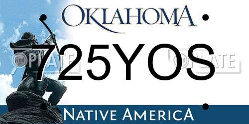 725YOS Oklahoma License Plate