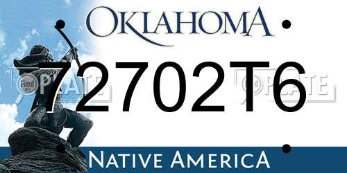 72702T6 Oklahoma License Plate