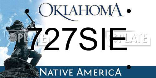 727SIE Oklahoma License Plate