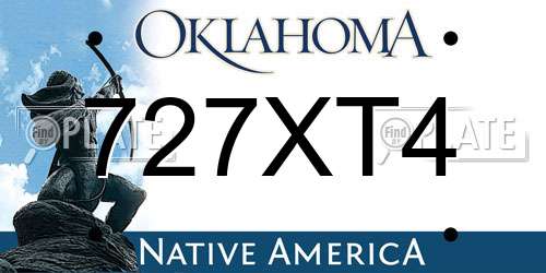 727XT4 Oklahoma License Plate