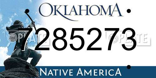 7285273 Oklahoma License Plate