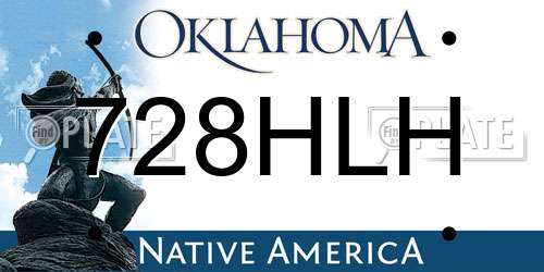 728HLH Oklahoma License Plate
