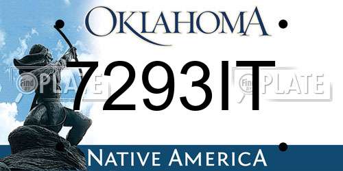 7293IT Oklahoma License Plate