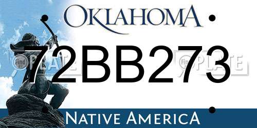 72BB273 Oklahoma License Plate