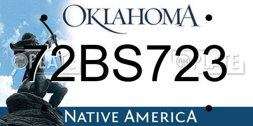 72BS723 Oklahoma License Plate