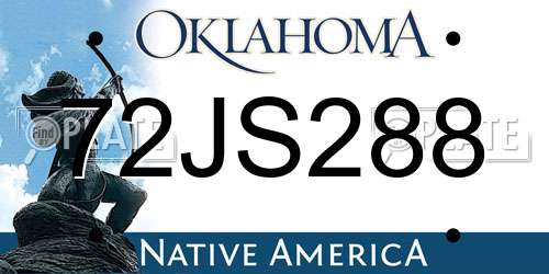 72JS288 Oklahoma License Plate