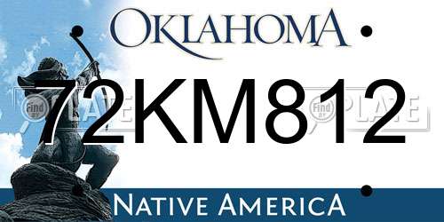 72KM812 Oklahoma License Plate