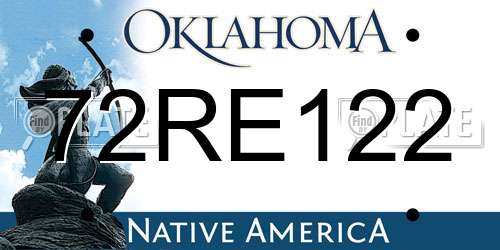 72RE122 Oklahoma License Plate