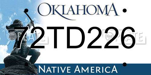 72TD226 Oklahoma License Plate