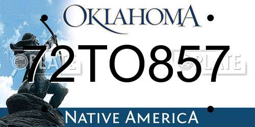 72TO857 Oklahoma License Plate