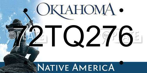 72TQ276 Oklahoma License Plate