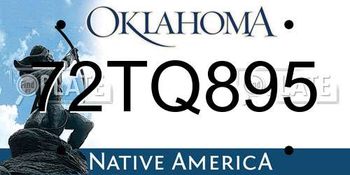 72TQ895 Oklahoma License Plate