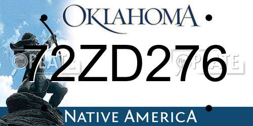 72ZD276 Oklahoma License Plate