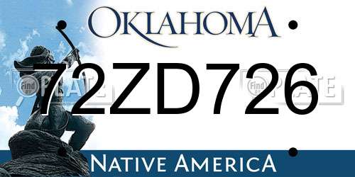 72ZD726 Oklahoma License Plate