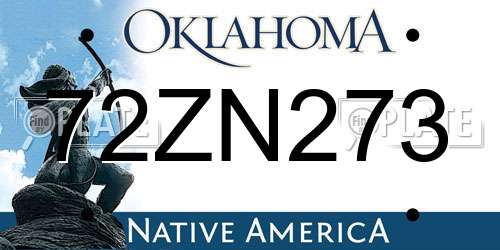 72ZN273 Oklahoma License Plate
