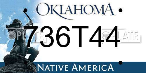 736T44 Oklahoma License Plate