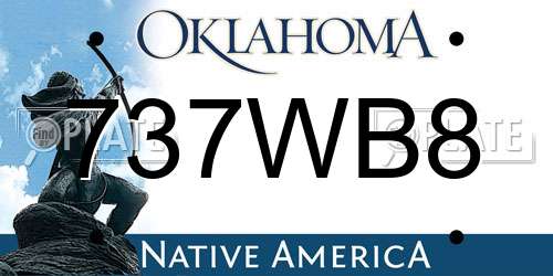 737WB8 Oklahoma License Plate