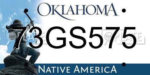 73GS575 Oklahoma License Plate
