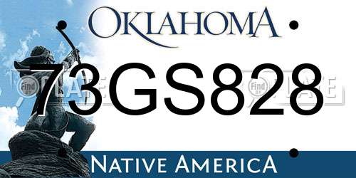 73GS828 Oklahoma License Plate