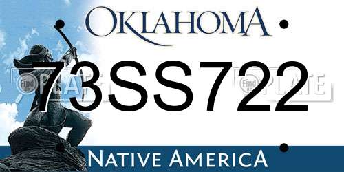73SS722 Oklahoma License Plate
