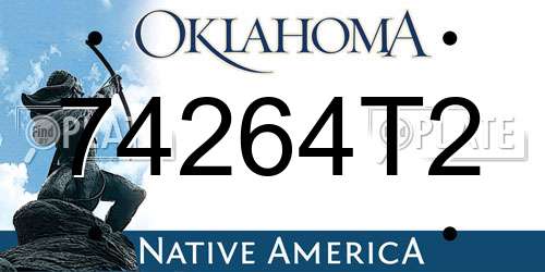74264T2 Oklahoma License Plate