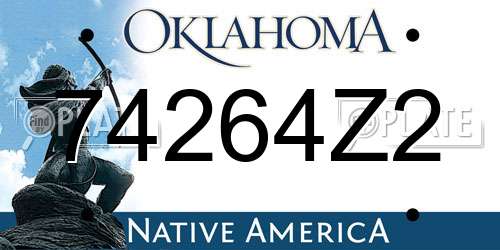 74264Z2 Oklahoma License Plate