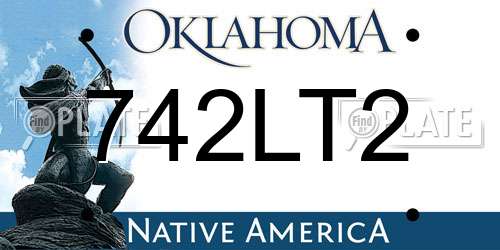 742LT2 Oklahoma License Plate