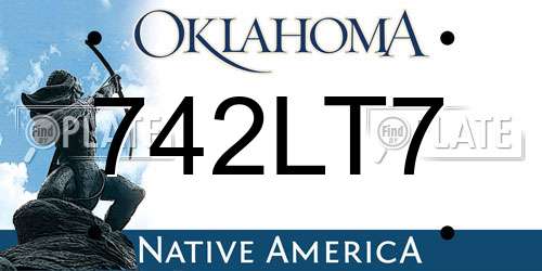 742LT7 Oklahoma License Plate