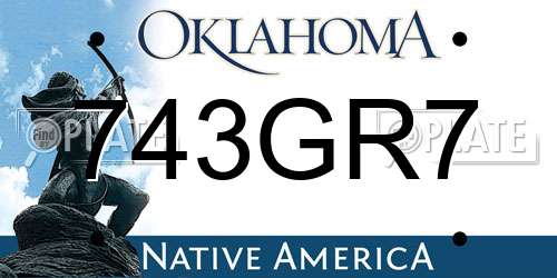 743GR7 Oklahoma License Plate