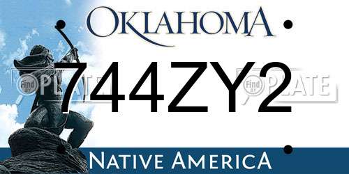 744ZY2 Oklahoma License Plate