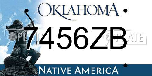 7456ZB Oklahoma License Plate