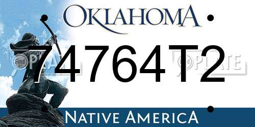 74764T2 Oklahoma License Plate