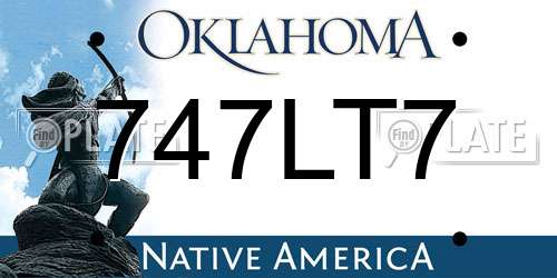 747LT7 Oklahoma License Plate