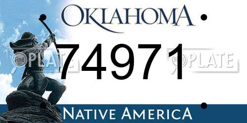 74971 Oklahoma License Plate