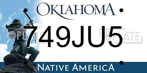 749JU5 Oklahoma License Plate