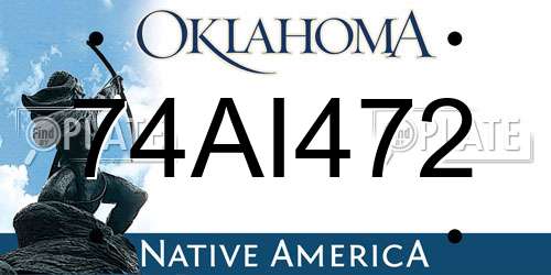 74AI472 Oklahoma License Plate