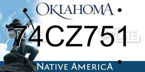 74CZ751 Oklahoma License Plate