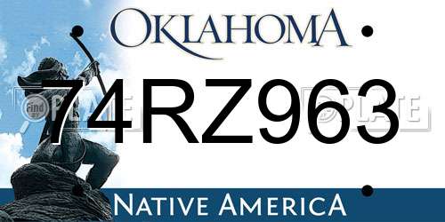 74RZ963 Oklahoma License Plate