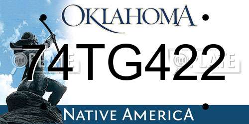 74TG422 Oklahoma License Plate