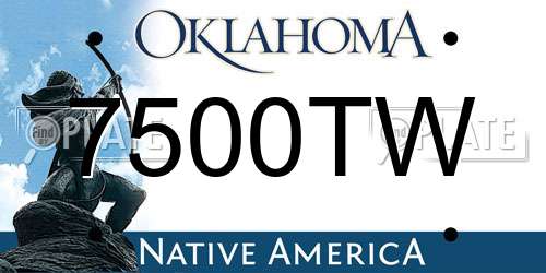 7500TW Oklahoma License Plate
