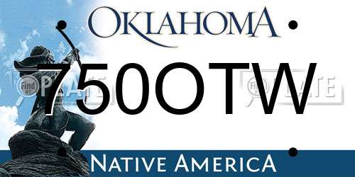 750OTW Oklahoma License Plate