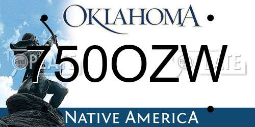 750OZW Oklahoma License Plate
