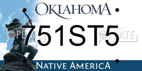 751ST5 Oklahoma License Plate