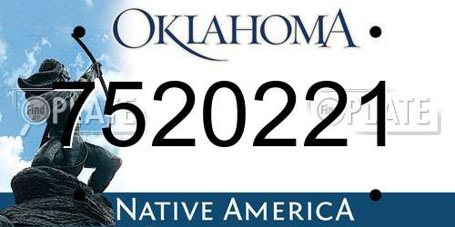 7520221 Oklahoma License Plate