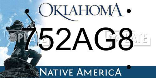 752AG8 Oklahoma License Plate