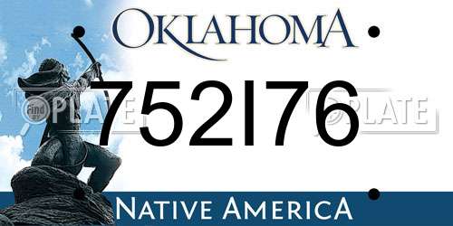 752I76 Oklahoma License Plate