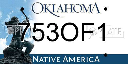 753OF1 Oklahoma License Plate