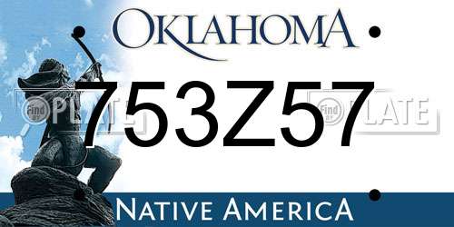 753Z57 Oklahoma License Plate