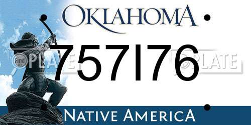 757I76 Oklahoma License Plate