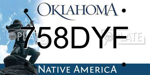 758DYF Oklahoma License Plate